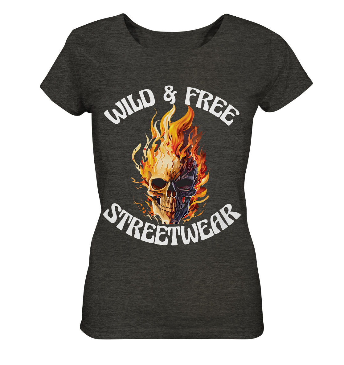 WILD & FREE NO 8 SKULL II - STREETWEAR - STATEMENT  - Ladies Organic Shirt (meliert)