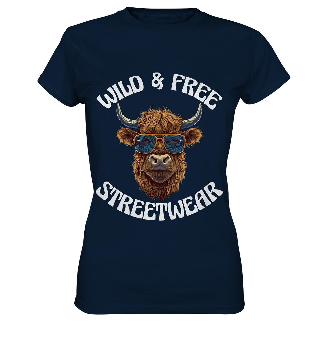 WILD & FREE NO 2 HIGHLAND COW STREETWEAR - STATEMENT - Ladies Premium Shirt