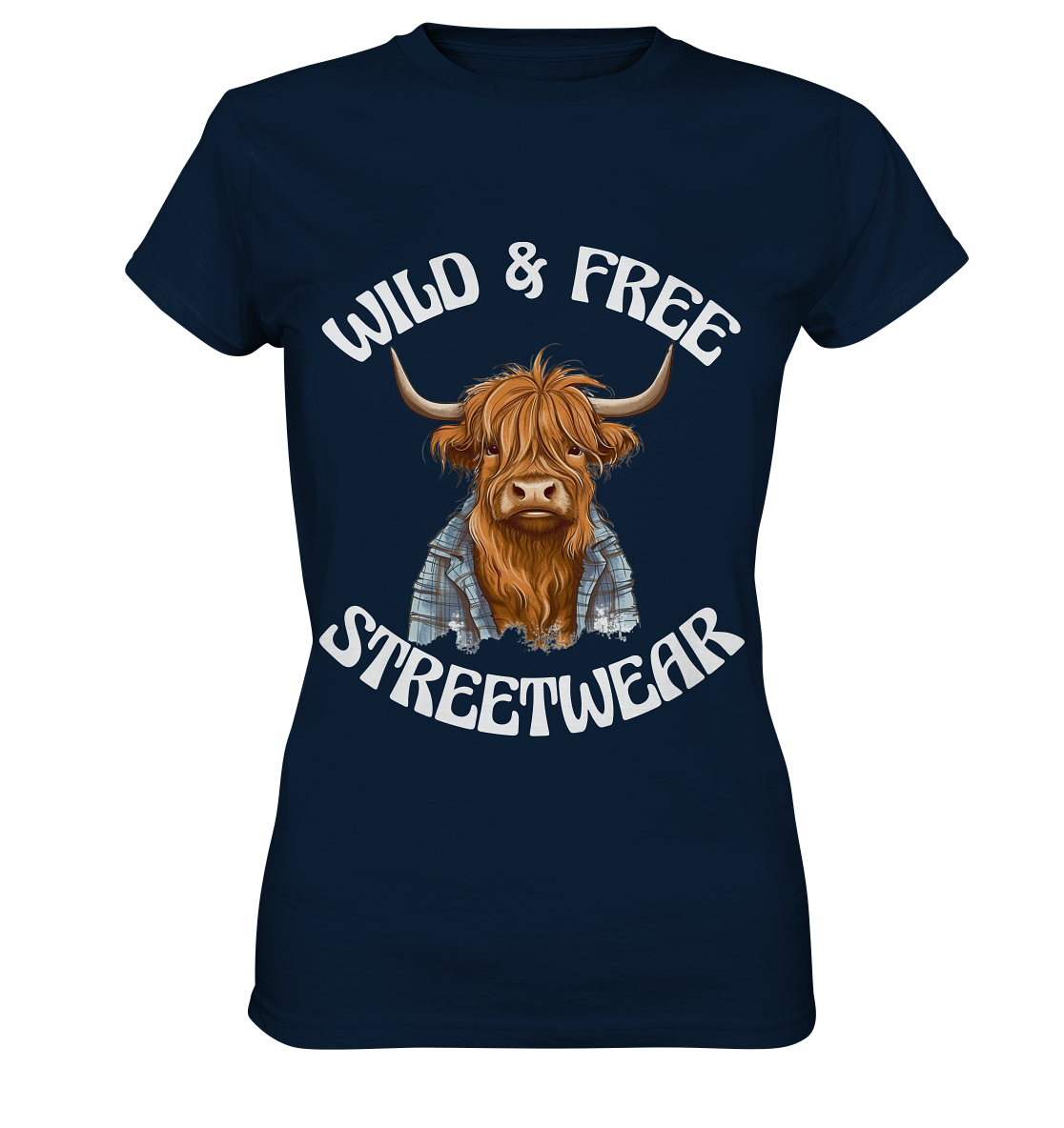 WILD & FREE NO 9 HIGHLAND COW II - STREETWEAR - STATEMENT  - Ladies Premium Shirt