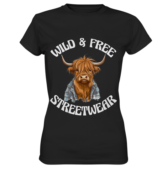 WILD & FREE NO 9 HIGHLAND COW II - STREETWEAR - STATEMENT  - Ladies Premium Shirt