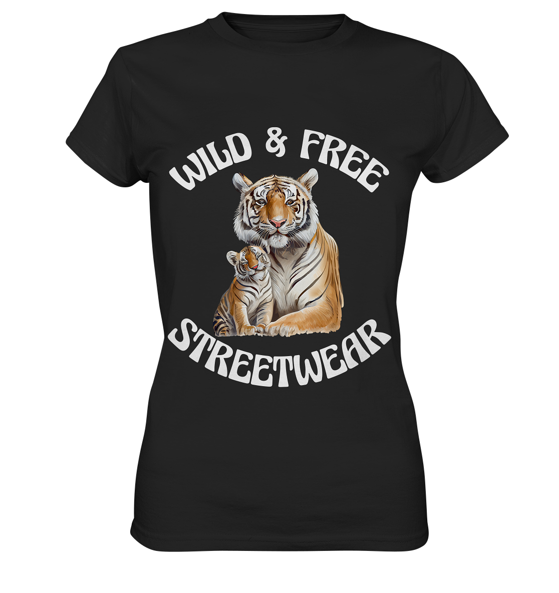 WILD & FREE NO 14 TIGER FAMILY  - STREETWEAR - STATEMENT  - Ladies Premium Shirt