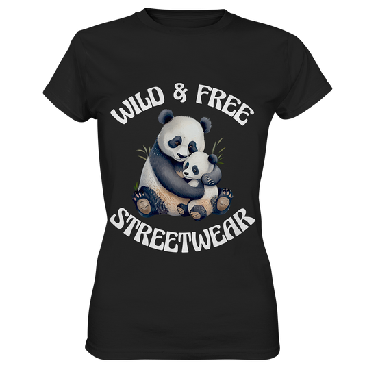 WILD & FREE NO 12 PANDA FAMILY  - STREETWEAR - STATEMENT    - Ladies Premium Shirt