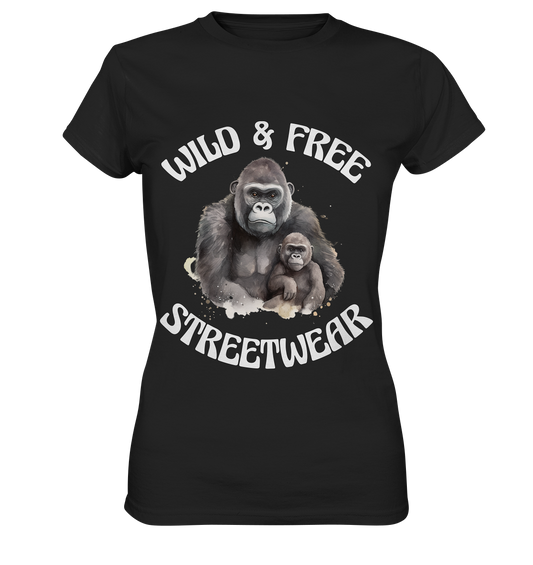 WILD & FREE NO 15 GORILLA FAMILY  - STREETWEAR - STATEMENT  - Ladies Premium Shirt