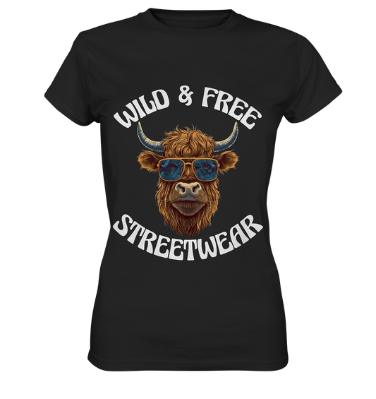 WILD & FREE NO 2 HIGHLAND COW STREETWEAR - STATEMENT - Ladies Premium Shirt