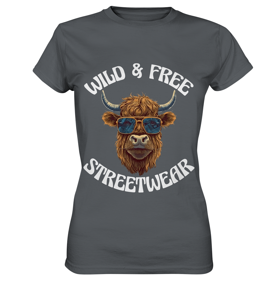 WILD & FREE NO 2 HIGHLAND COW STREETWEAR - STATEMENT - Ladies Premium Shirt