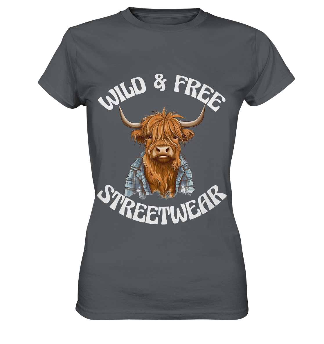 WILD & FREE NO 9 HIGHLAND COW II - STREETWEAR - STATEMENT  - Ladies Premium Shirt