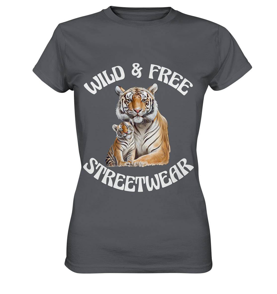 WILD & FREE NO 14 TIGER FAMILY  - STREETWEAR - STATEMENT  - Ladies Premium Shirt