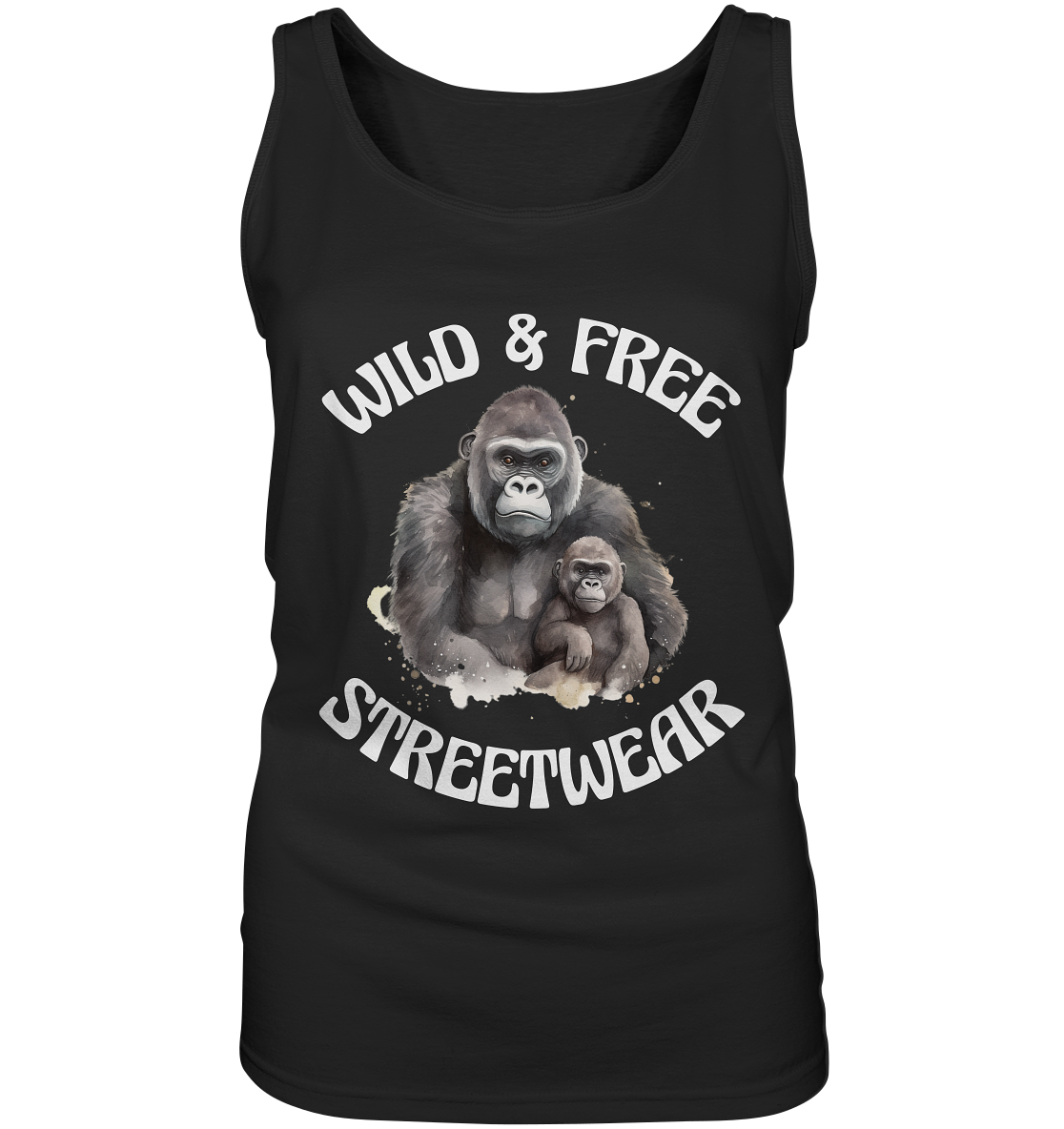 WILD & FREE NO 15 GORILLA FAMILY  - STREETWEAR - STATEMENT  - Ladies Tank-Top