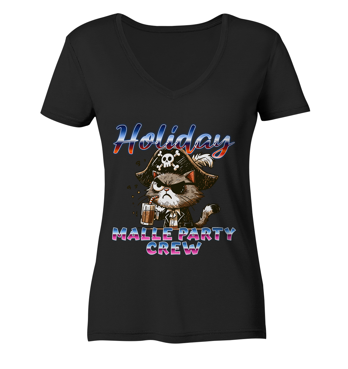 Urlaubsshirt Malle- Party Crew - Ladies V-Neck Shirt