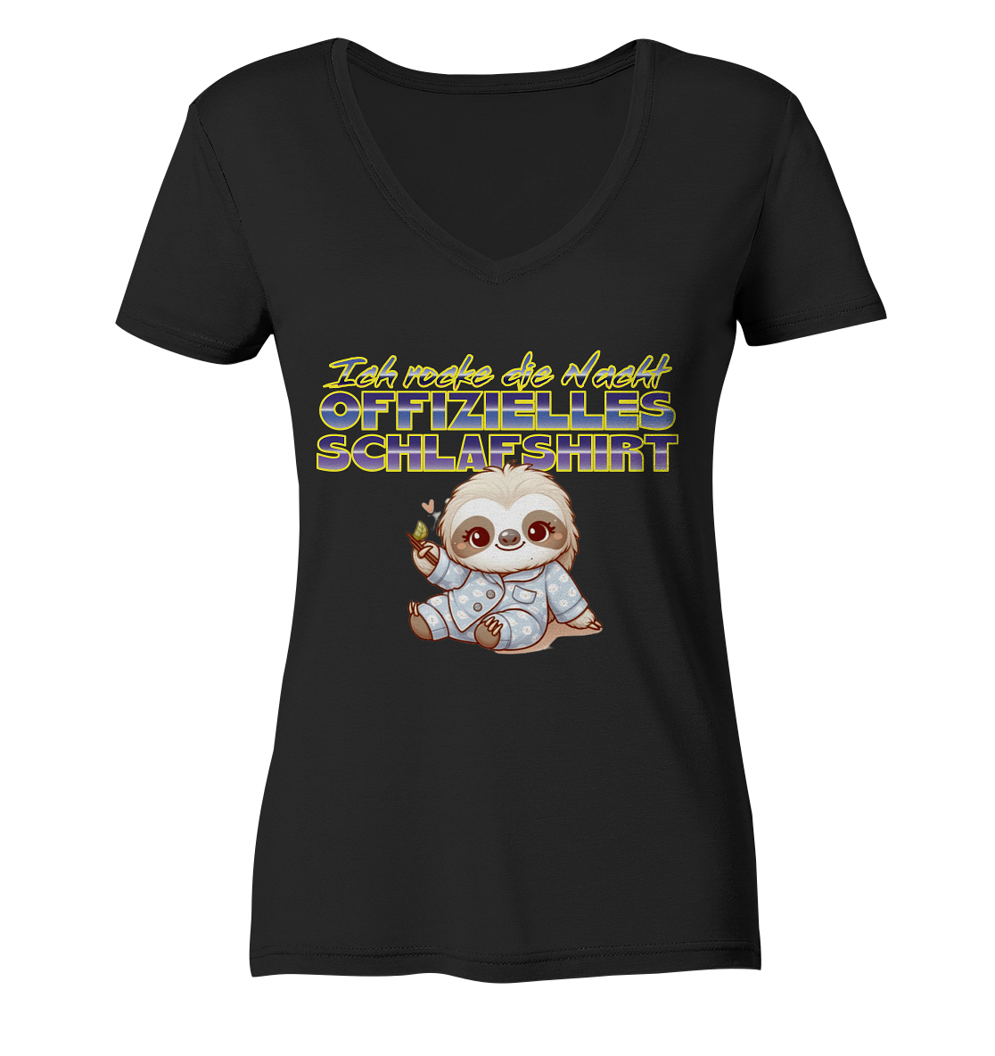 Schlafshirt  - Damen V-Neck Shirt