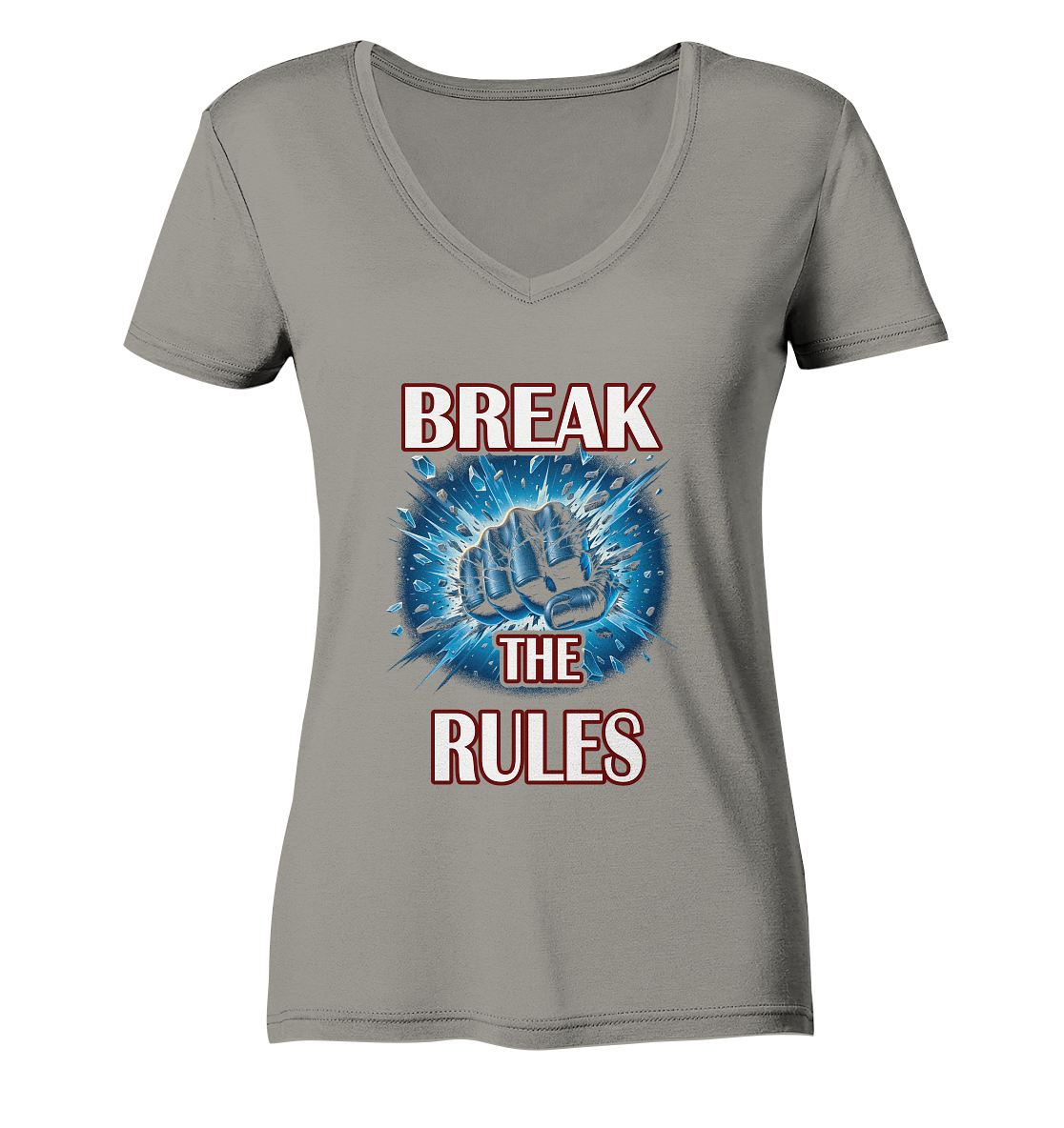 Break the rules, Damen V- Neck Shirt grau