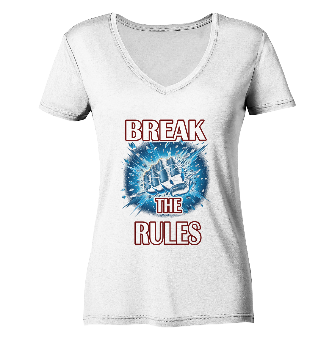 Break the rules, Damen V- Neck Shirt weiß