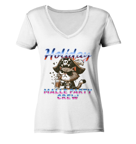 Urlaubsshirt Malle- Party Crew - Ladies V-Neck Shirt