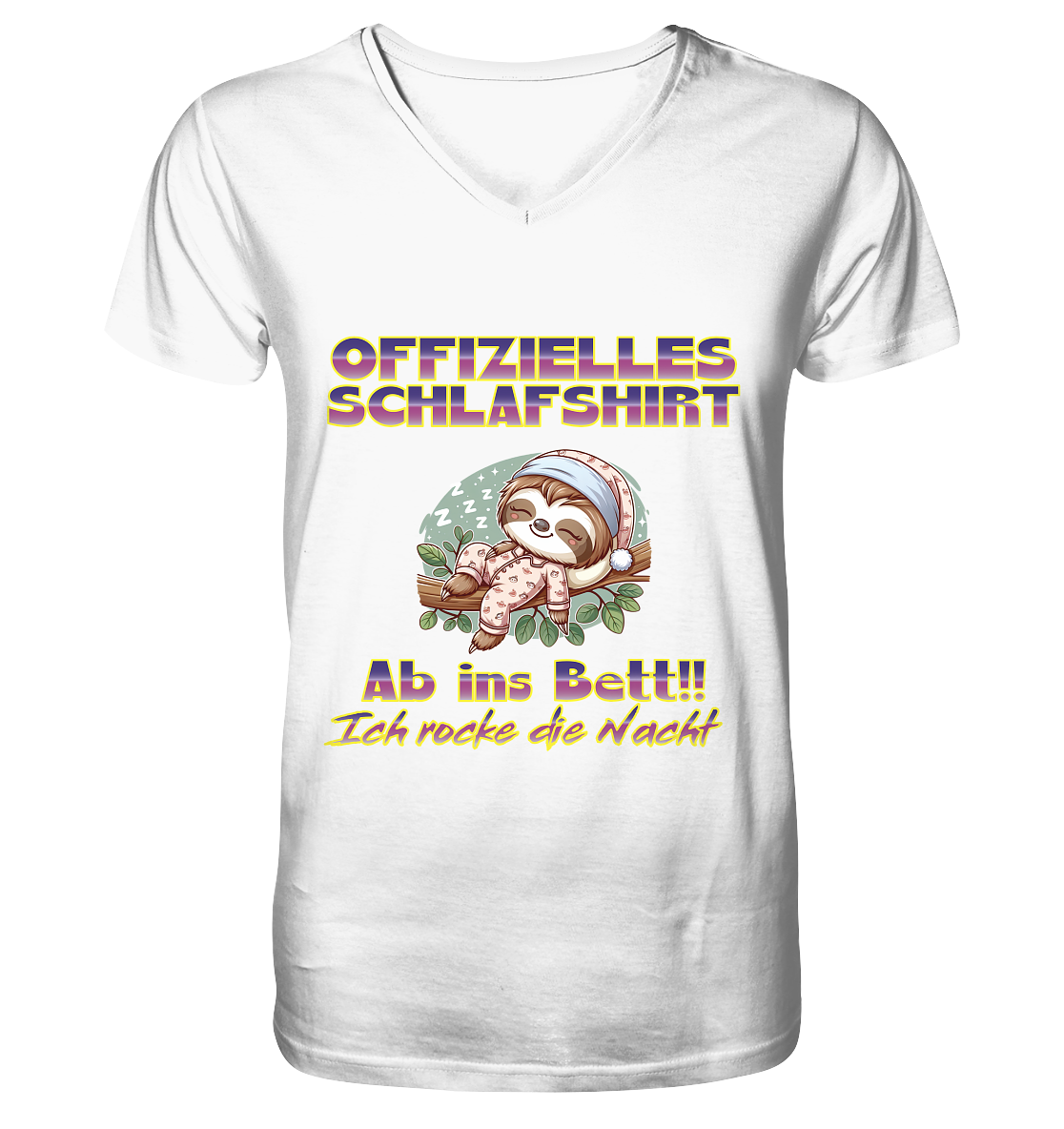 Schlafshirt - Ich rocke die Nacht - Herren Organic V-Neck Shirt