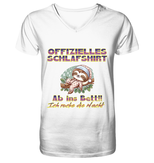 Schlafshirt - Ich rocke die Nacht - Herren Organic V-Neck Shirt