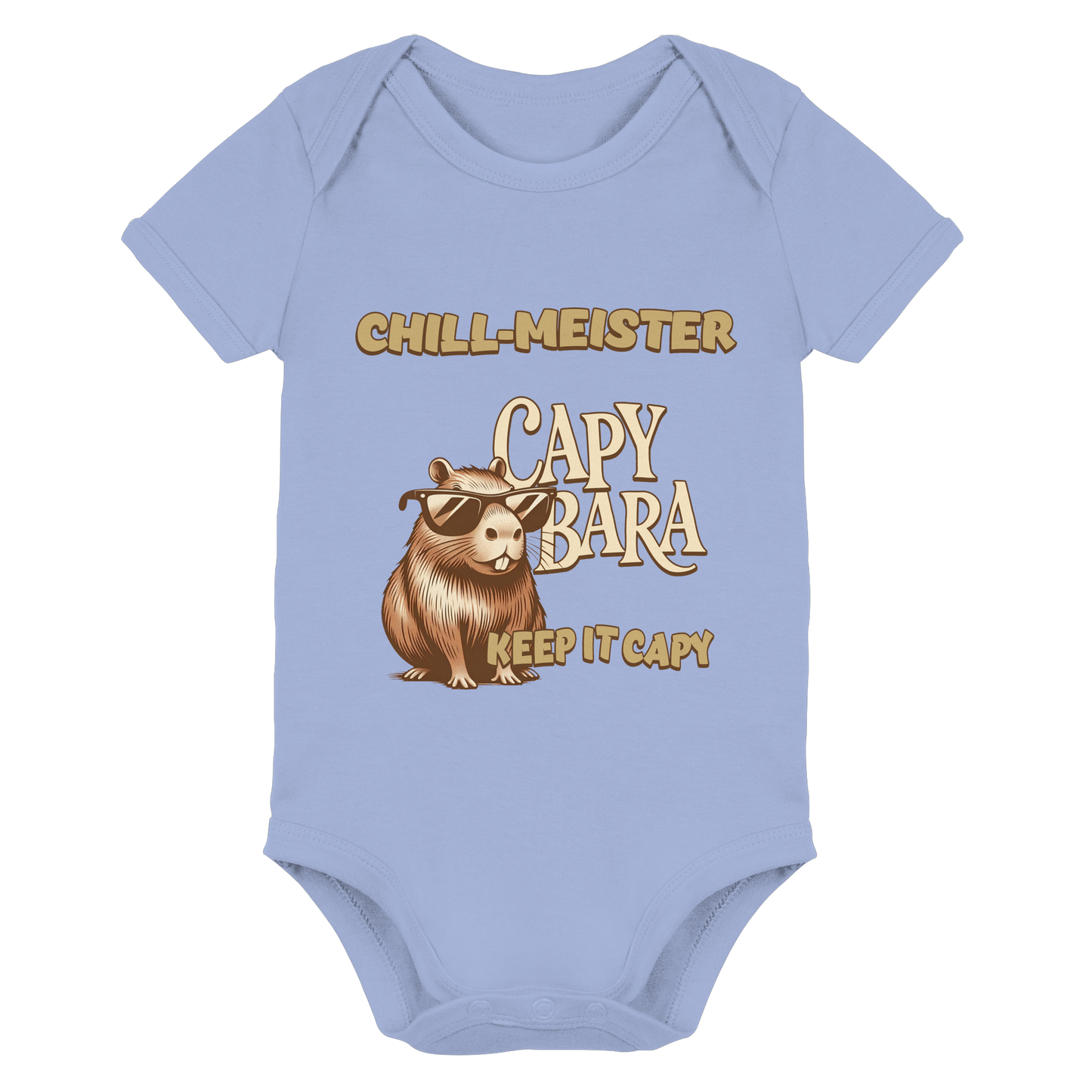 Süßer Capybara Baby-Body aus Bio-Baumwolle – CHILL-MEISTER Edition für die Kleinsten.
