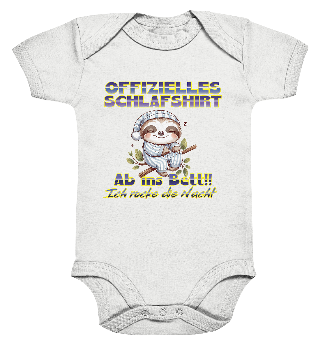 Schlafshirt mit Faultier - Organic Baby Bodysuite