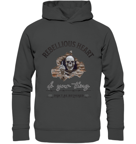 Rebellisches Herz Skull - Organic Fashion Hoodie