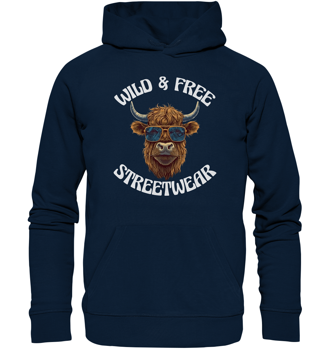 WILD & FREE NO 2 HIGHLAND COW STREETWEAR - STATEMENT - Organic Hoodie