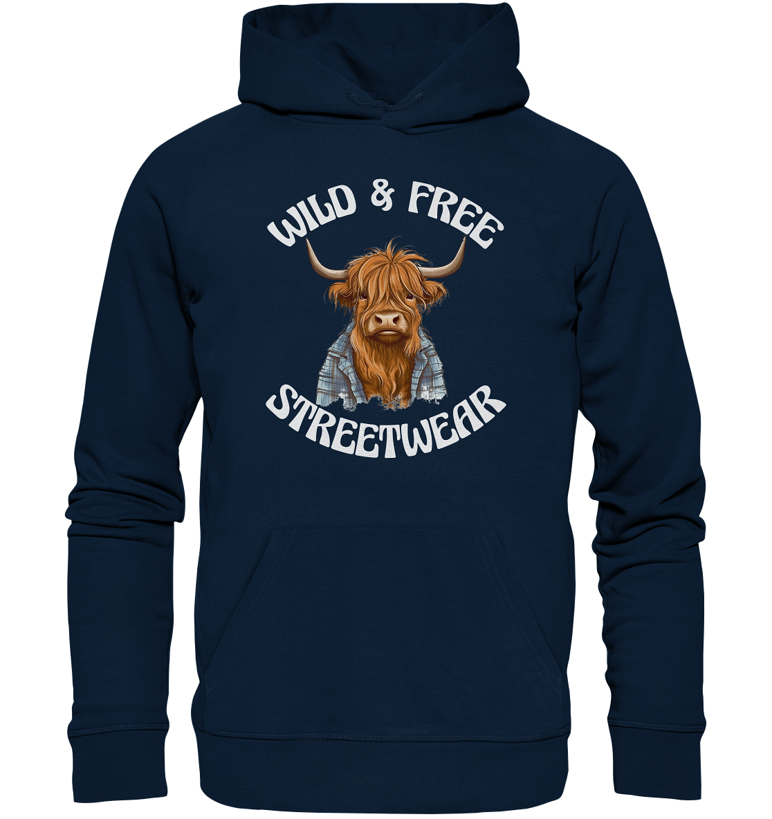 WILD & FREE NO 9 HIGHLAND COW II - STREETWEAR - STATEMENT  - Organic Hoodie