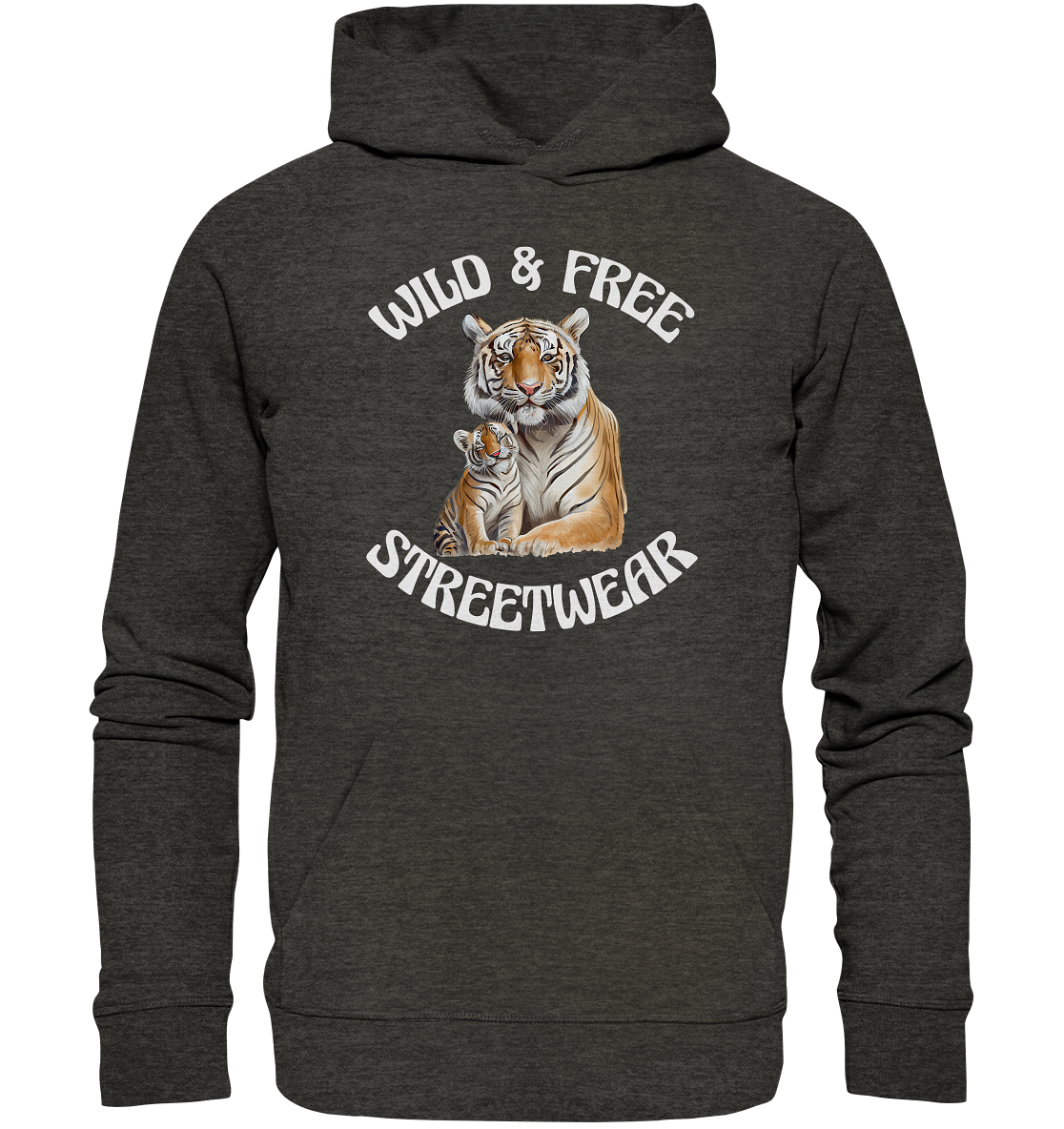 WILD & FREE NO 14 TIGER FAMILY  - STREETWEAR - STATEMENT  - Organic Hoodie