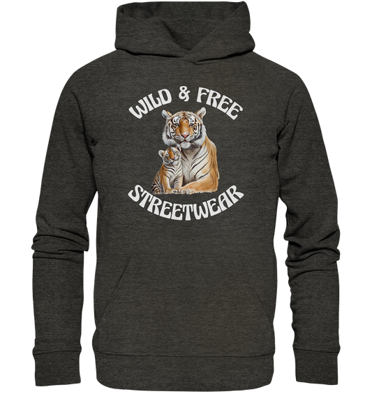 WILD & FREE NO 14 TIGER FAMILY  - STREETWEAR - STATEMENT  - Organic Hoodie