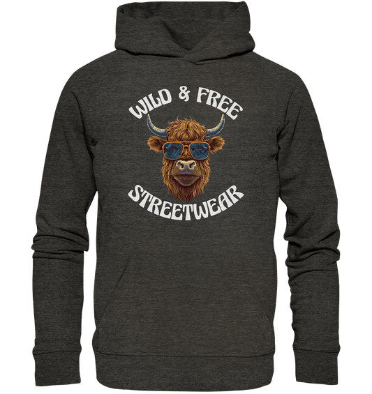 WILD & FREE NO 2 HIGHLAND COW STREETWEAR - STATEMENT - Organic Hoodie