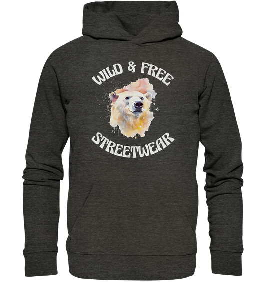 WILD & FREE NO 6 POLAR BEAR - STREETWEAR - STATEMENT - Organic Hoodie