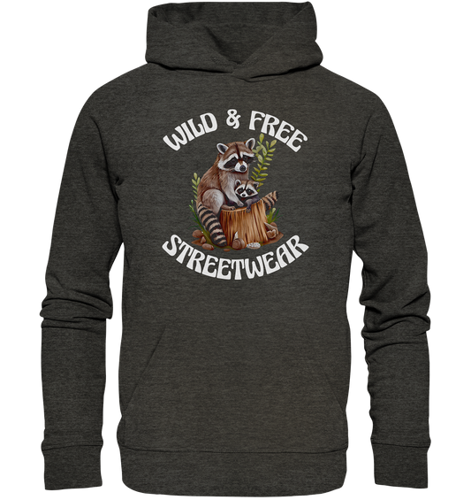 WILD & FREE NO 16 RACOON FAMILY  - STREETWEAR - STATEMENT  - Organic Hoodie