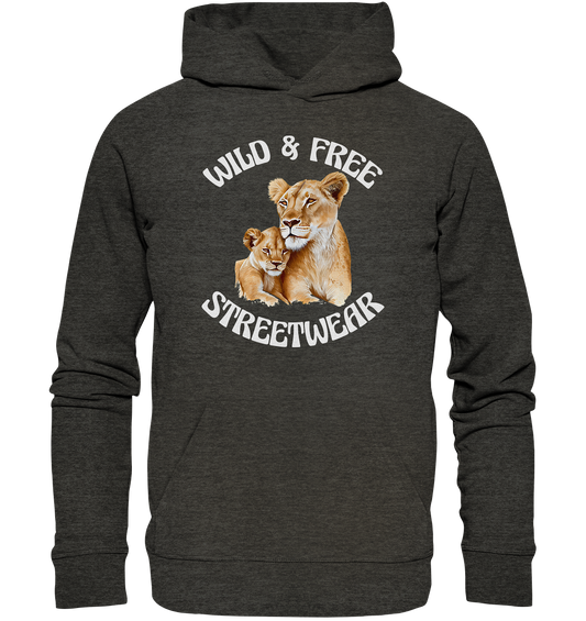 WILD & FREE NO 11 LION FAMILY  - STREETWEAR - STATEMENT   - Organic Hoodie