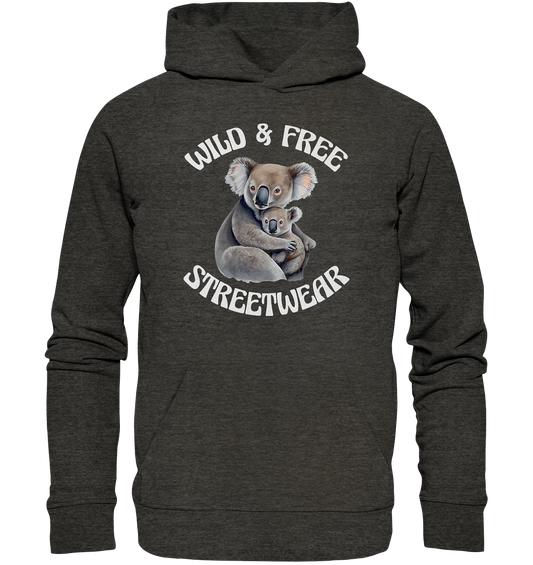 WILD & FREE NO 13 KOALA FAMILY  - STREETWEAR - STATEMENT    - Organic Hoodie