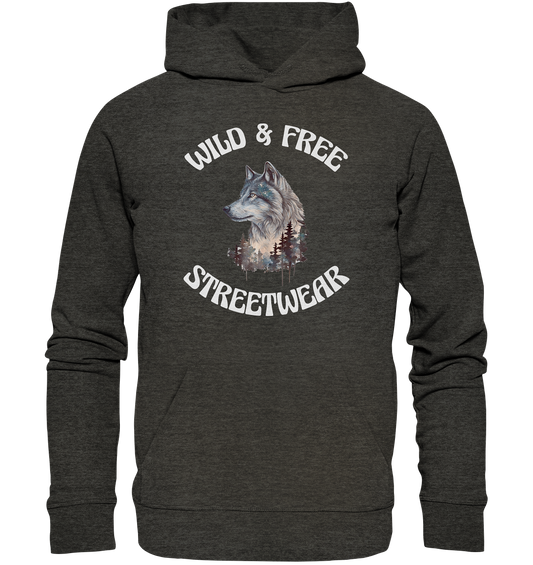 WILD & FREE NO 3 WOLF STREETWEAR - STATEMENT - Organic Hoodie