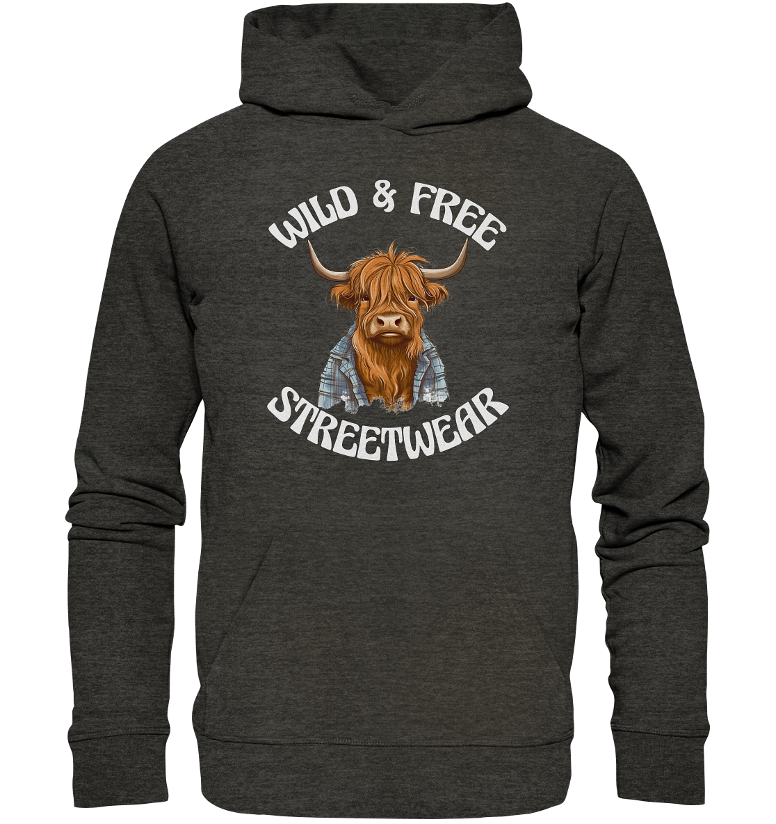 WILD & FREE NO 9 HIGHLAND COW II - STREETWEAR - STATEMENT  - Organic Hoodie