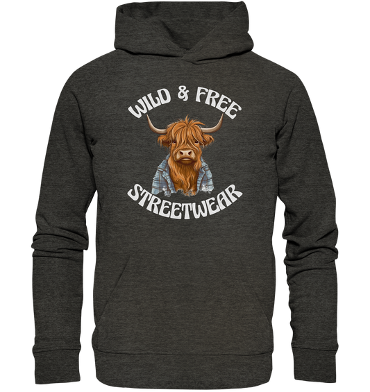 WILD & FREE NO 9 HIGHLAND COW II - STREETWEAR - STATEMENT  - Organic Hoodie