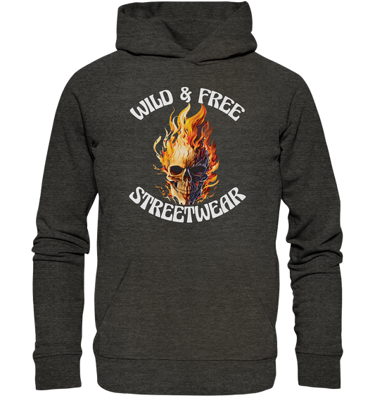 WILD & FREE NO 8 SKULL II - STREETWEAR - STATEMENT  - Organic Hoodie