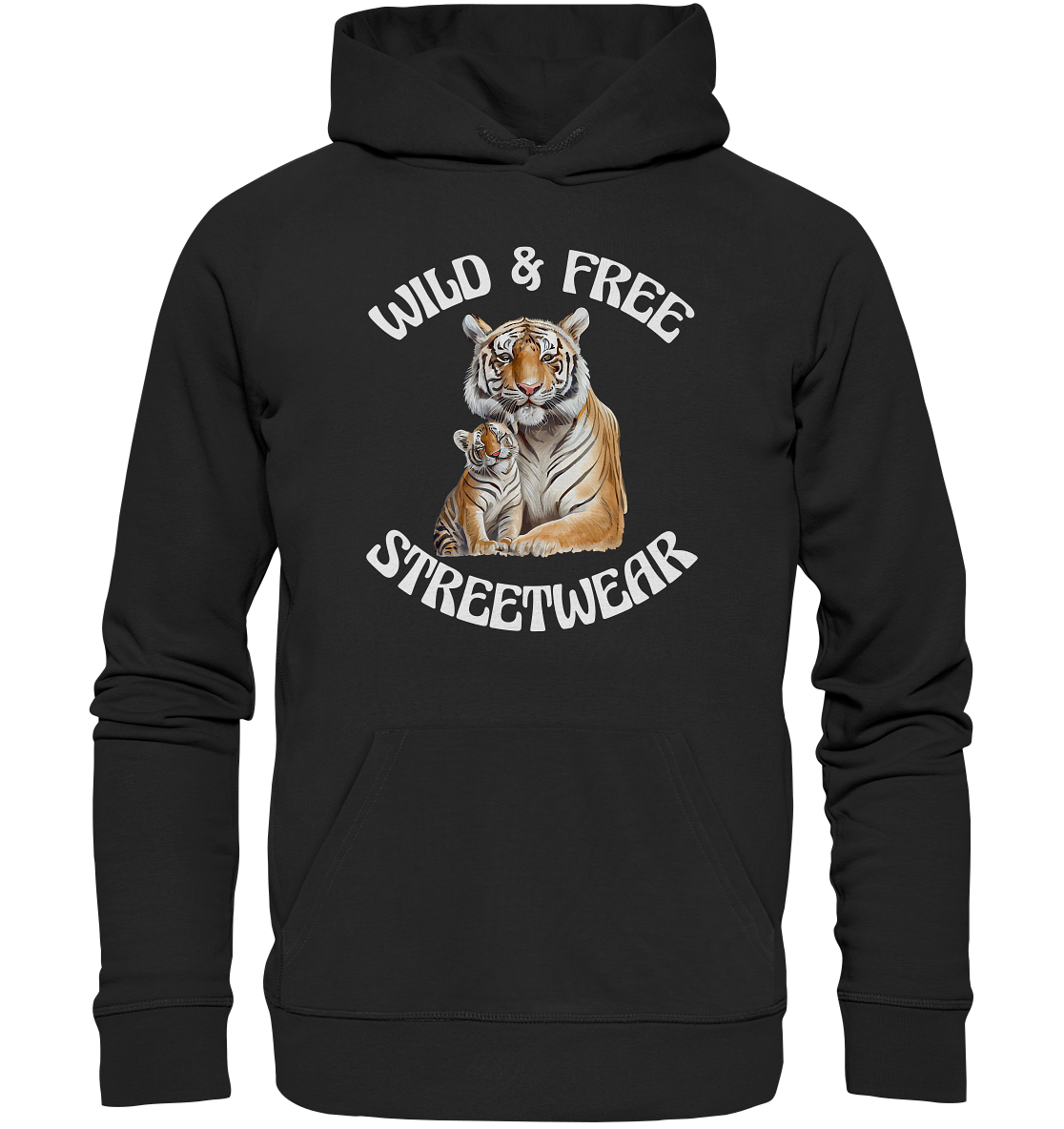 WILD & FREE NO 14 TIGER FAMILY  - STREETWEAR - STATEMENT  - Organic Hoodie