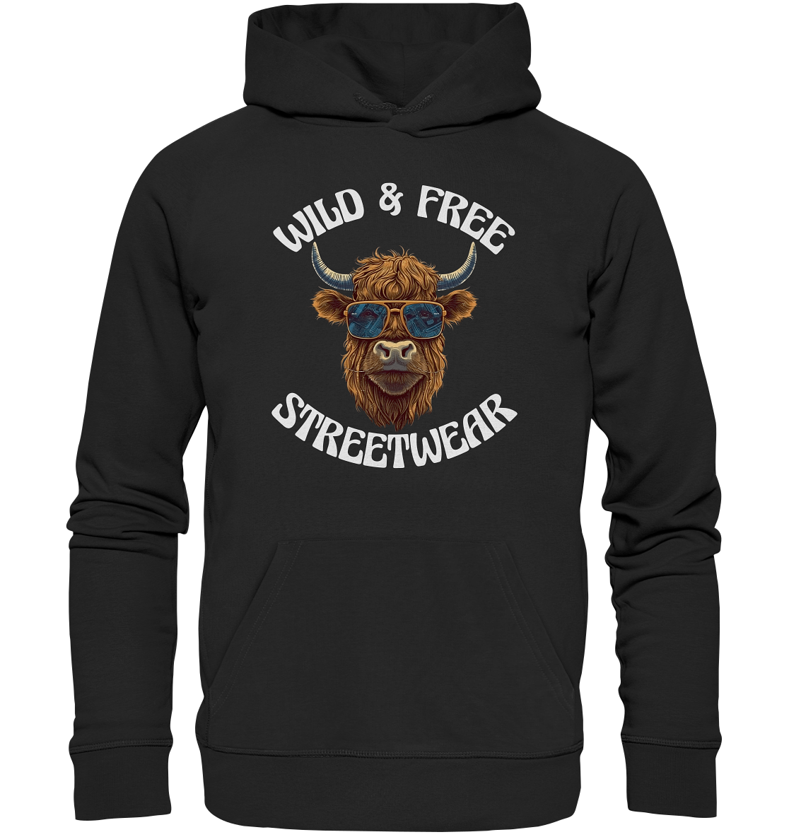 WILD & FREE NO 2 HIGHLAND COW STREETWEAR - STATEMENT - Organic Hoodie