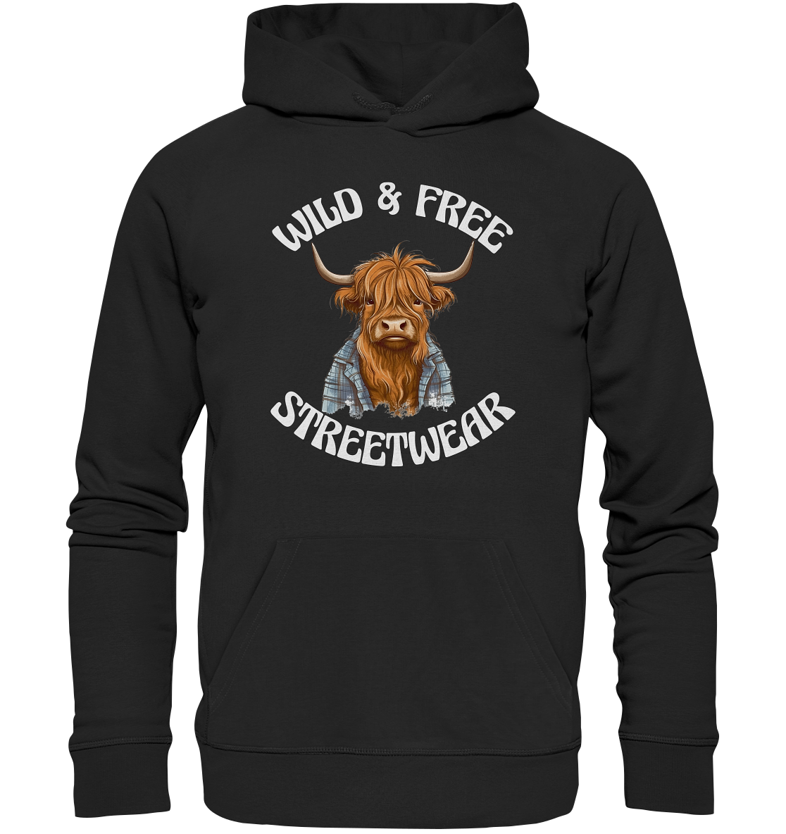 WILD & FREE NO 9 HIGHLAND COW II - STREETWEAR - STATEMENT  - Organic Hoodie