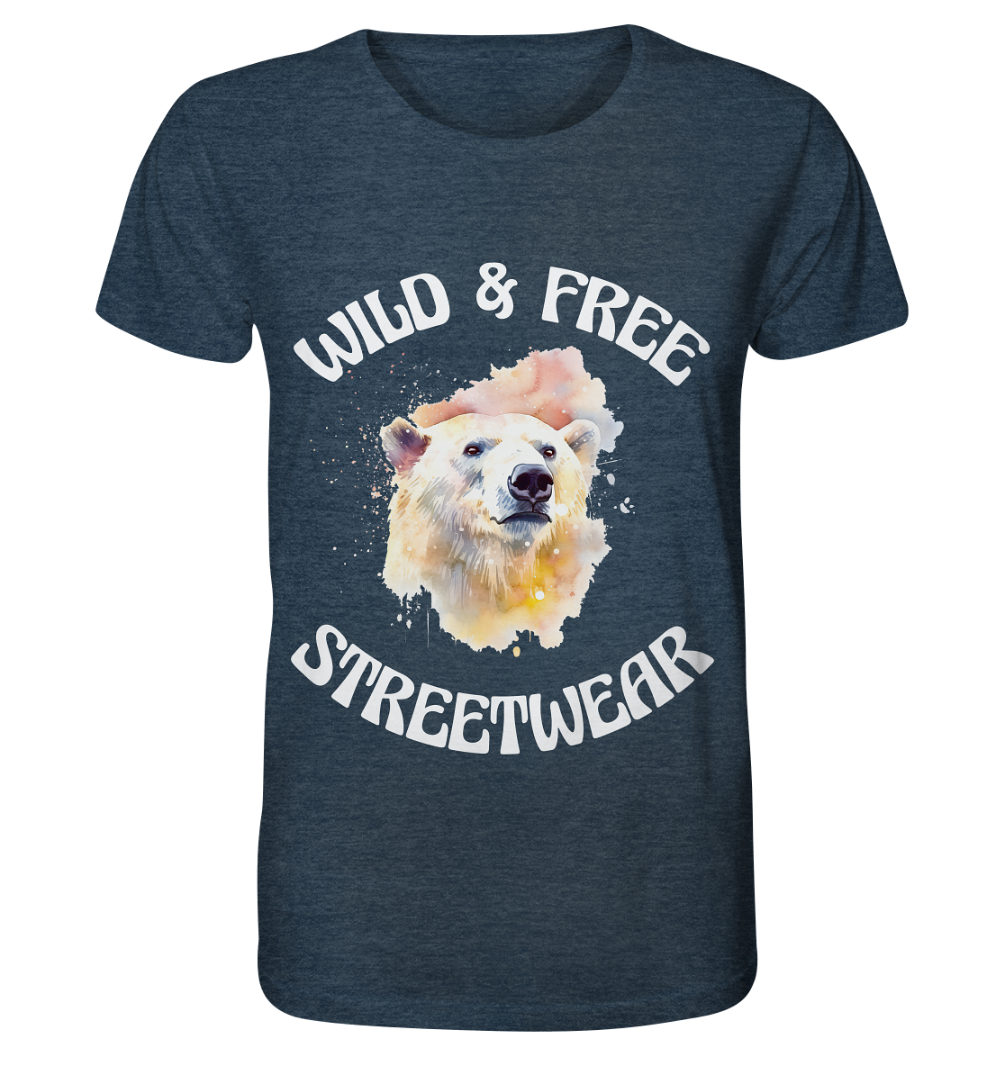 WILD & FREE NO 6 POLAR BEAR - STREETWEAR - STATEMENT - Organic Shirt (meliert)