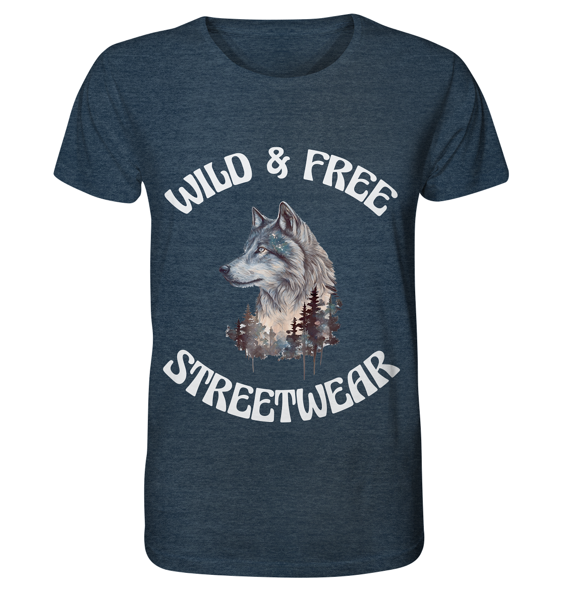 WILD & FREE NO 3 WOLF STREETWEAR - STATEMENT - Organic Shirt (meliert)