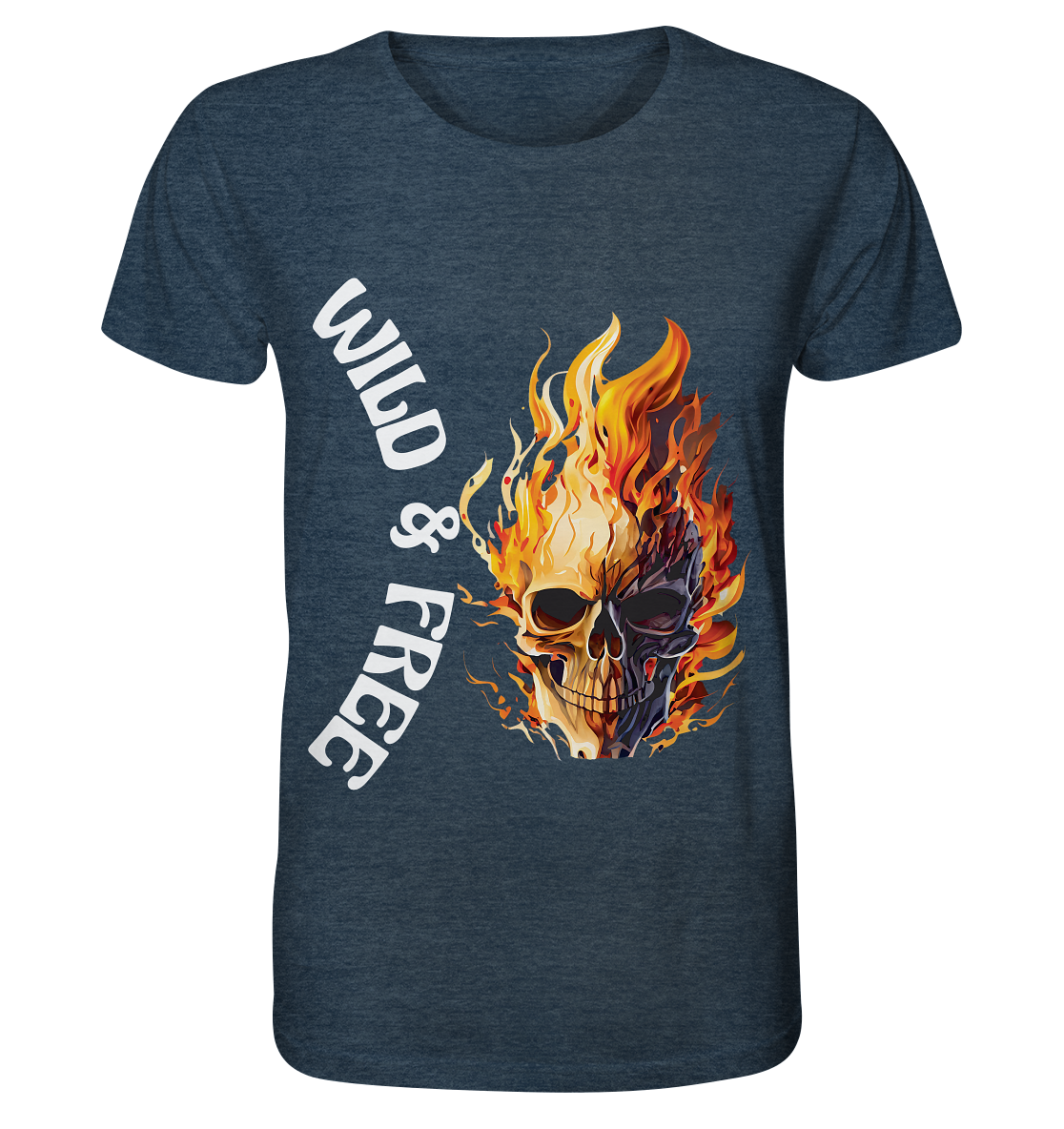 T-Shirt- Wild & Free Skull- cooles für jeden Look- Shirt (meliert)