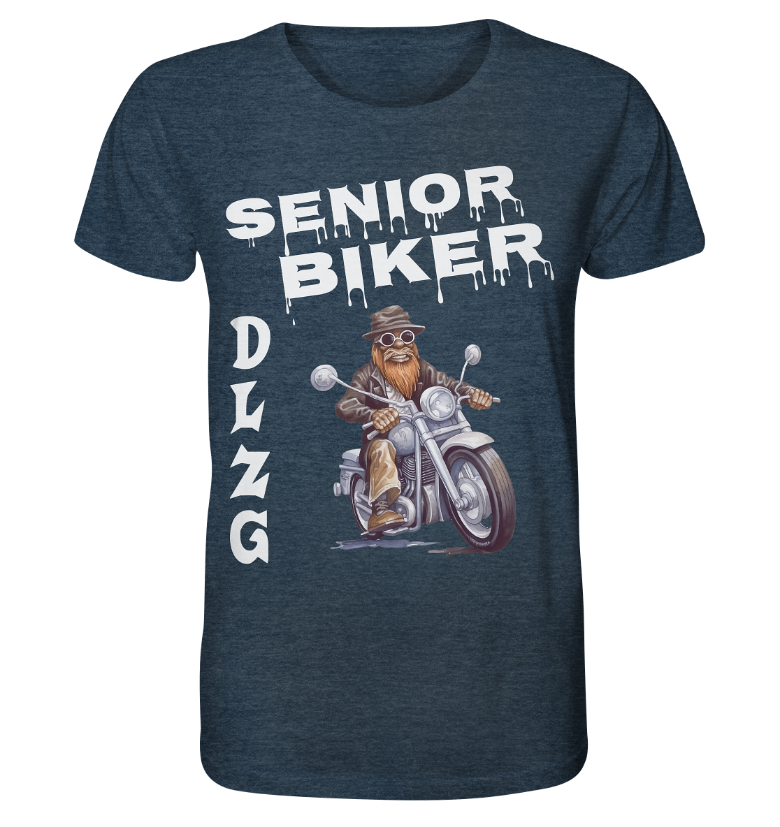 DLzG Opa Biker Fun Motiv 3- Organic Shirt (meliert)