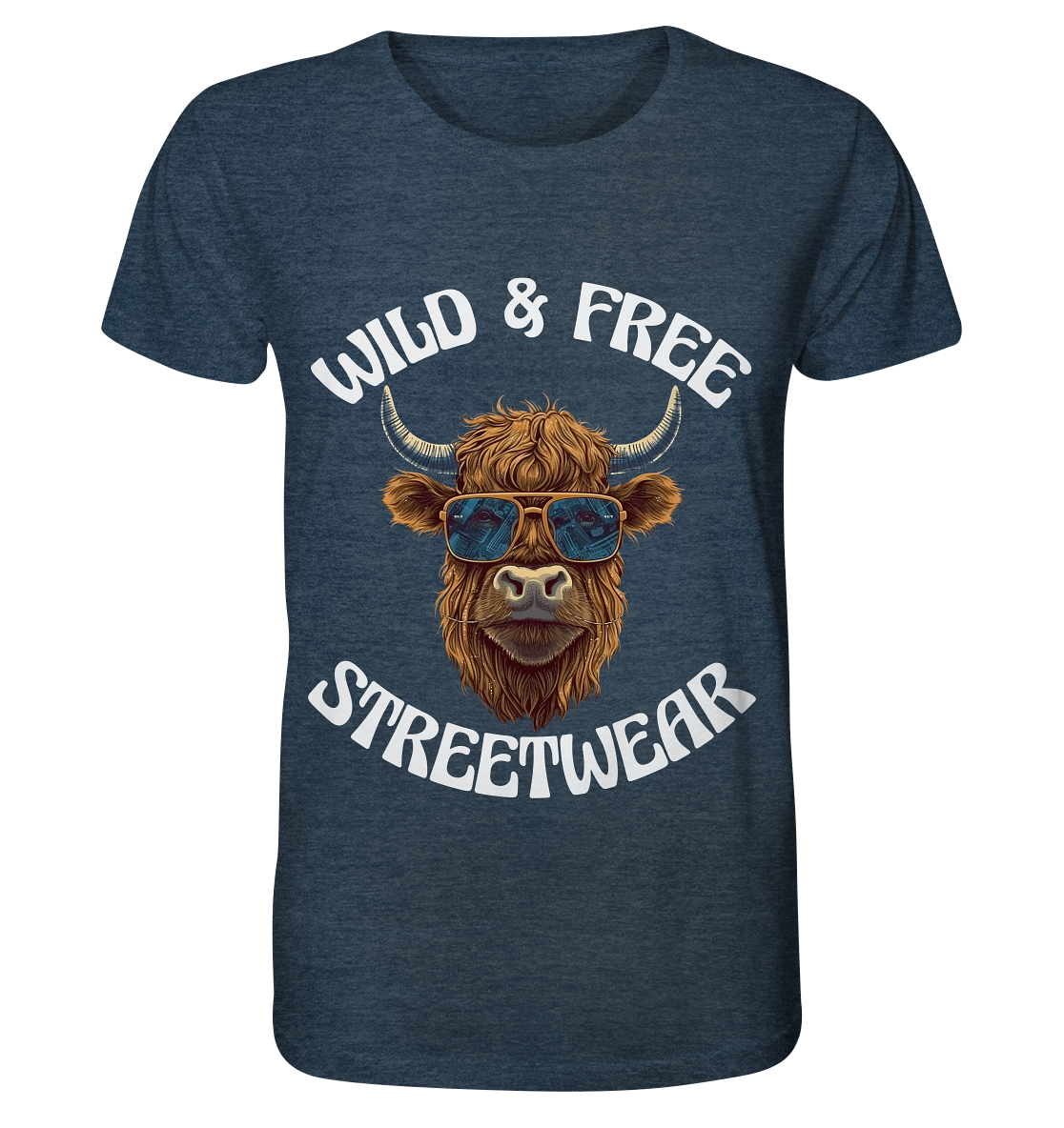 WILD & FREE NO 2 HIGHLAND COW STREETWEAR - STATEMENT - Organic Shirt (meliert)