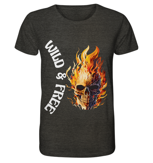 T-Shirt- Wild & Free Skull- cooles für jeden Look- Shirt (meliert)