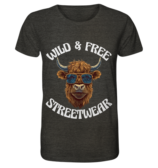 WILD & FREE NO 2 HIGHLAND COW STREETWEAR - STATEMENT - Organic Shirt (meliert)