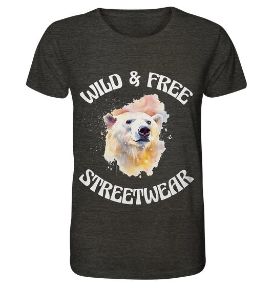 WILD & FREE NO 6 POLAR BEAR - STREETWEAR - STATEMENT - Organic Shirt (meliert)