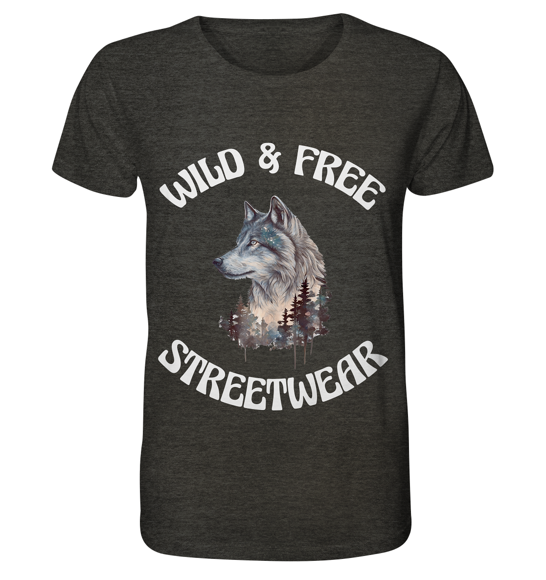 WILD & FREE NO 3 WOLF STREETWEAR - STATEMENT - Organic Shirt (meliert)