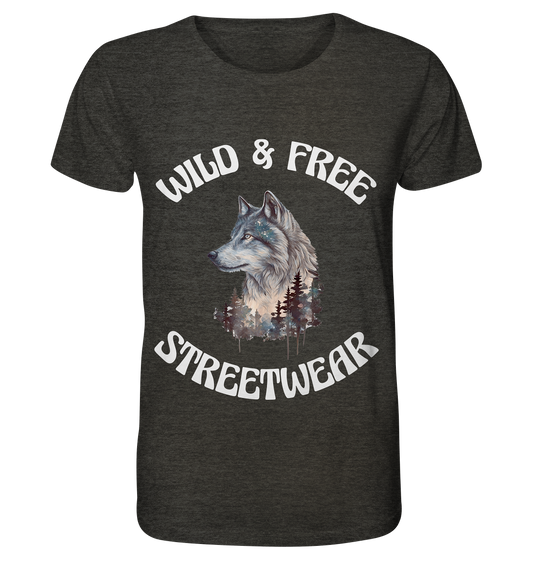 WILD & FREE NO 3 WOLF STREETWEAR - STATEMENT - Organic Shirt (meliert)