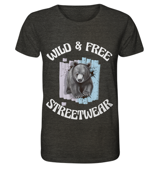 WILD & FREE NO 7 BABY BEAR - STREETWEAR - STATEMENT  - Organic Shirt (meliert)