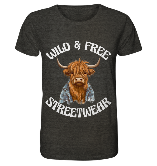 WILD & FREE NO 9 HIGHLAND COW II - STREETWEAR - STATEMENT  - Organic Shirt (meliert)